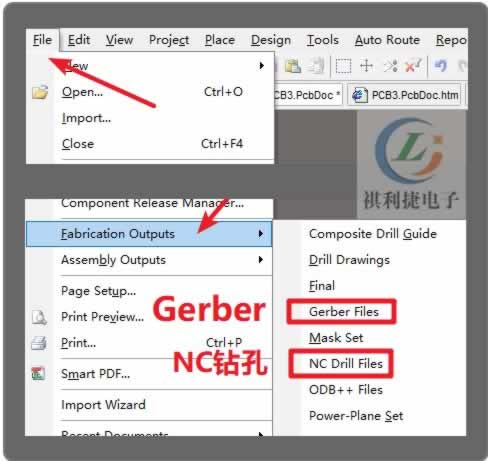  3， Altium Designer输出文件分gerber和NC 两部分。